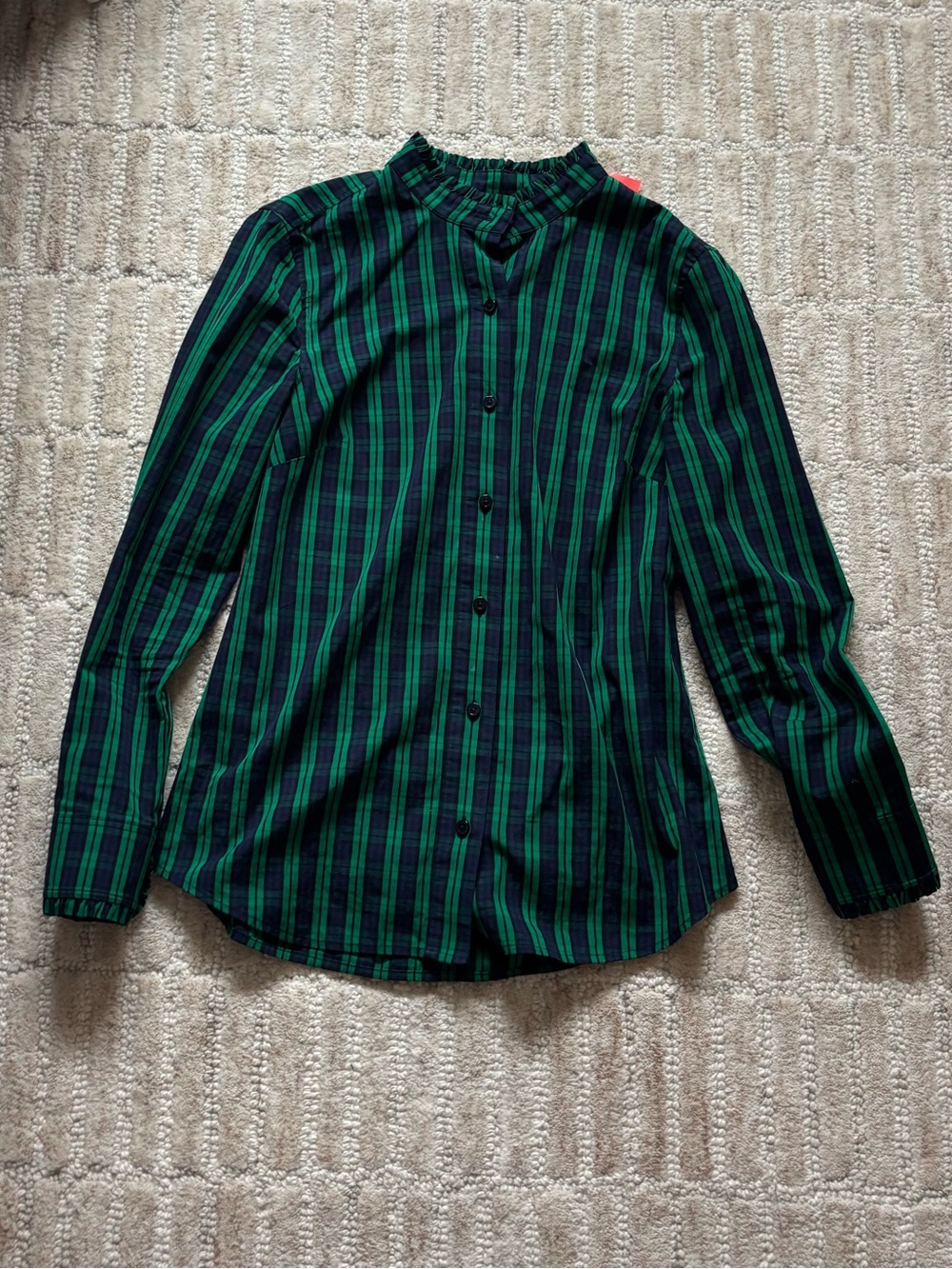 Vineyard Vines Green & Black Striped Women's Button-Up Blouse